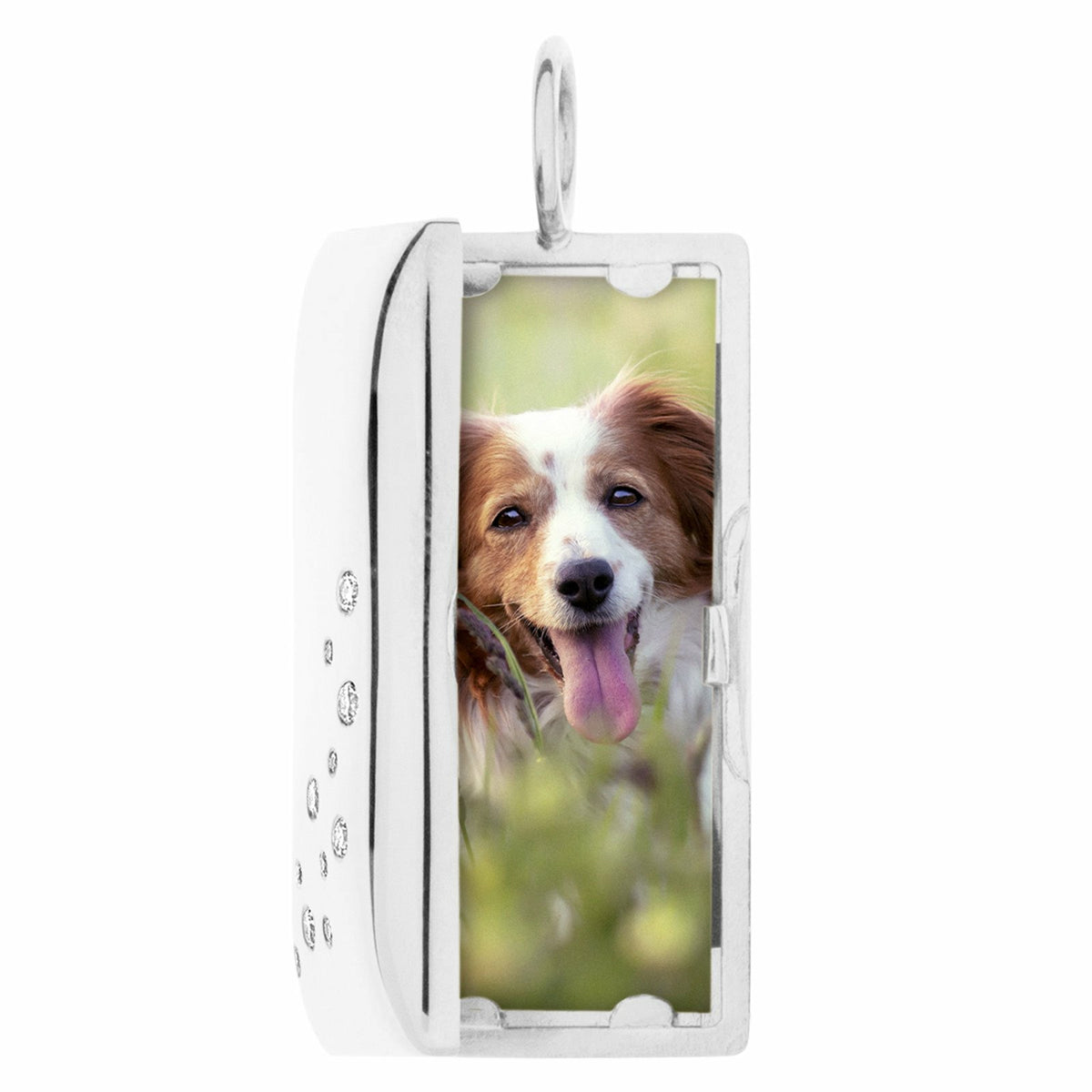 Silver Rectangular Locket with Diamonds