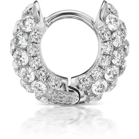 Invisible Set Diamond Three Row Pavé Hoop Earring