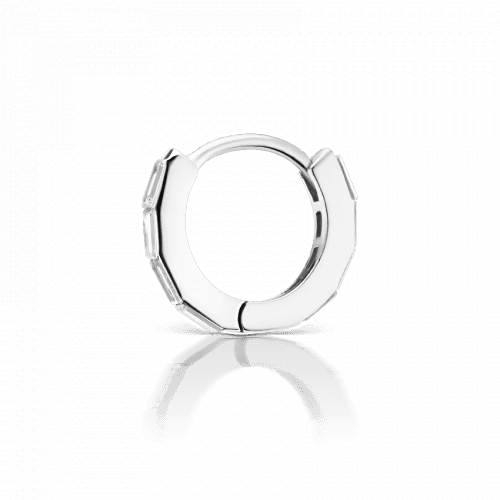 Invisible Set Baguette Diamond Eternity Hoop Earring