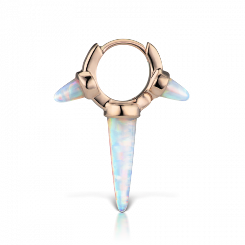 Triple Long Opal Spike Hoop Earring