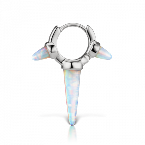 Triple Long Opal Spike Hoop Earring