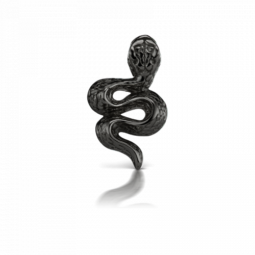 Small Engraved Snake with Diamond Eyes Threaded Stud