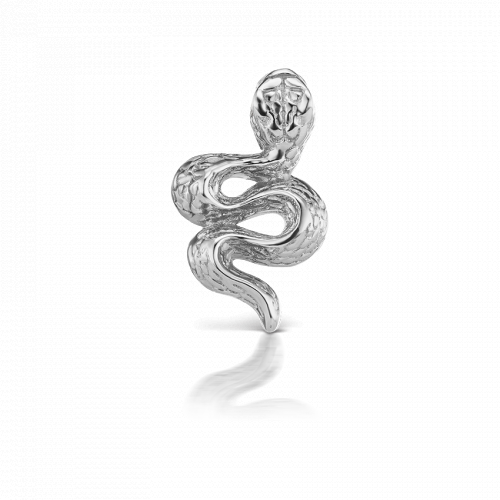 Small Engraved Snake with Diamond Eyes Threaded Stud