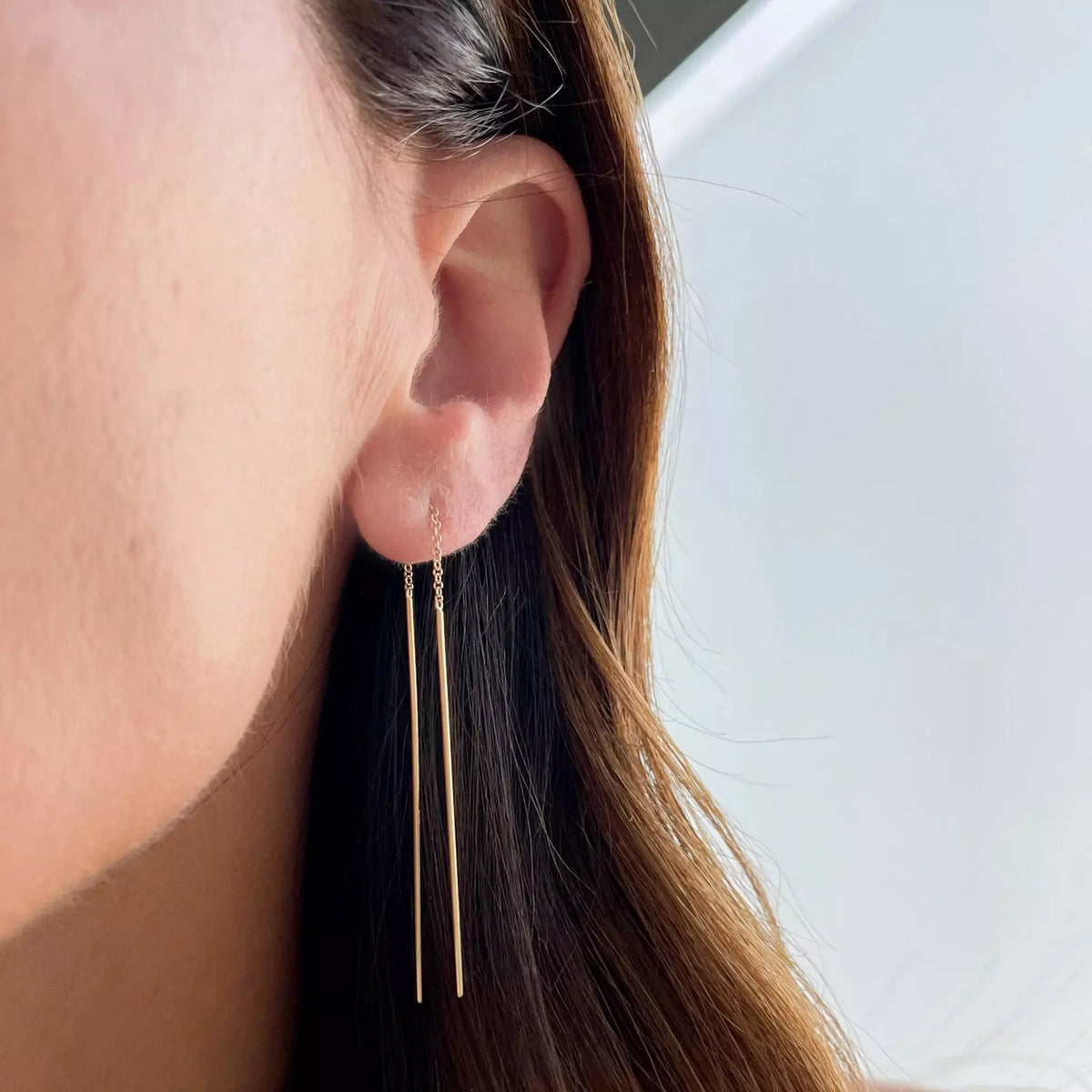 Gold Bar Threader Earring