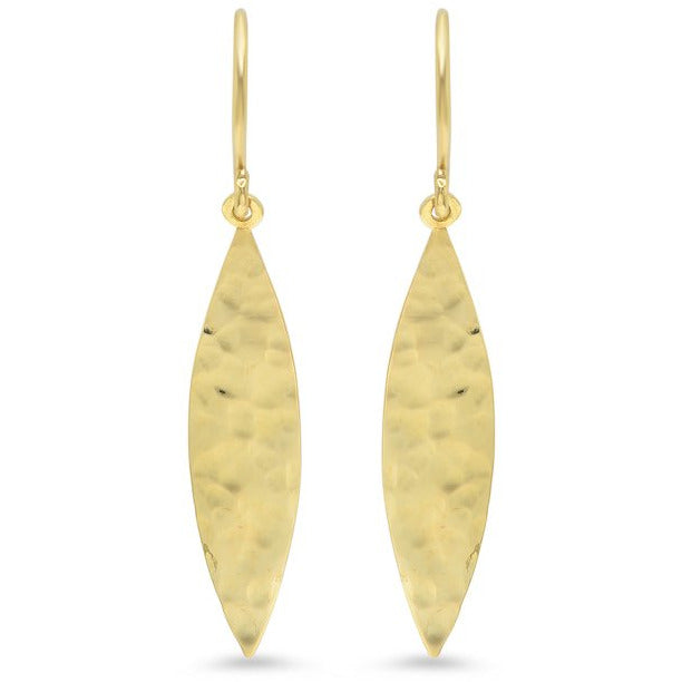 Hammered 1 Marquise Drop Earrings
