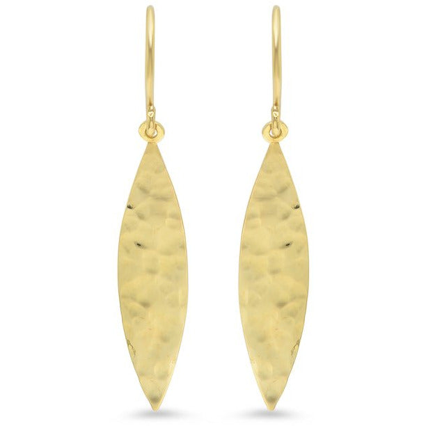 Hammered 1 Marquise Drop Earrings