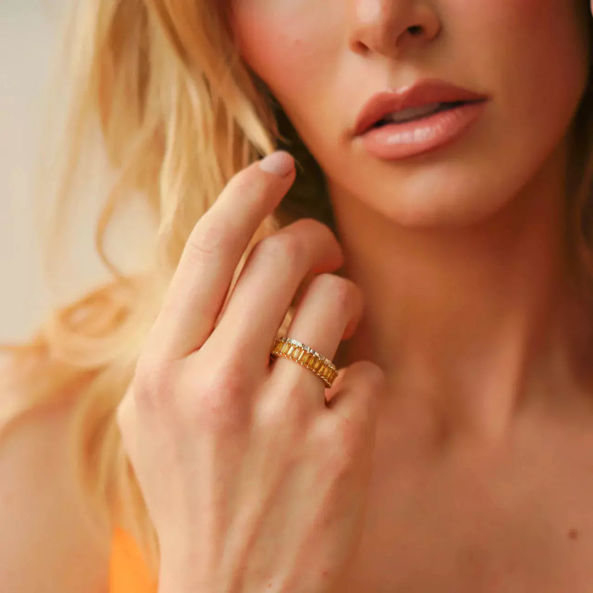 Kristyn Kylie Baguette Sapphire Ring in Yellow Sapphire