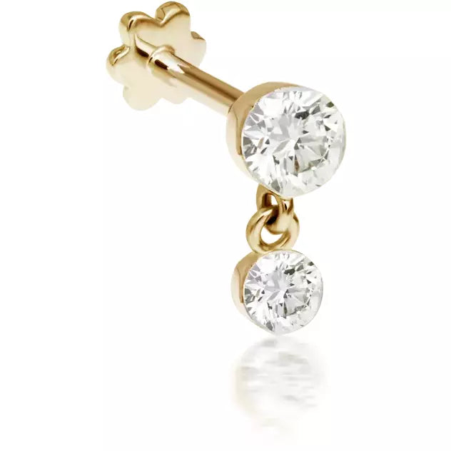 Invisible Set Diamond Dangle Threaded Stud Earring