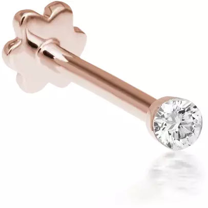 Rose Gold Invisible Set Diamond Threaded Stud Earring