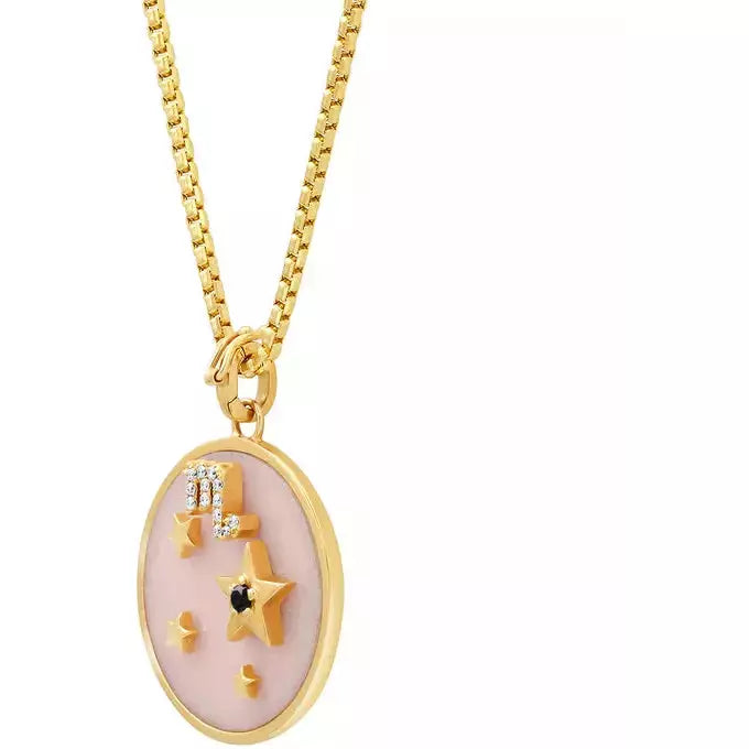 Large Pink Opal Zodiac Necklace