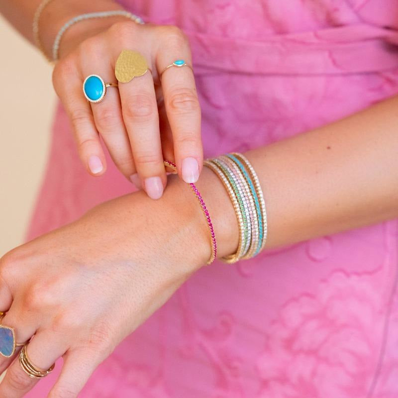Pink Sapphire 4 Prong Tennis Cuff