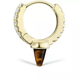 Tiger&#39;s Eye Short Spike Diamond Eternity Hoop Earring