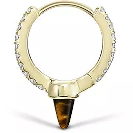 Tiger&#39;s Eye Short Spike Diamond Eternity Hoop Earring